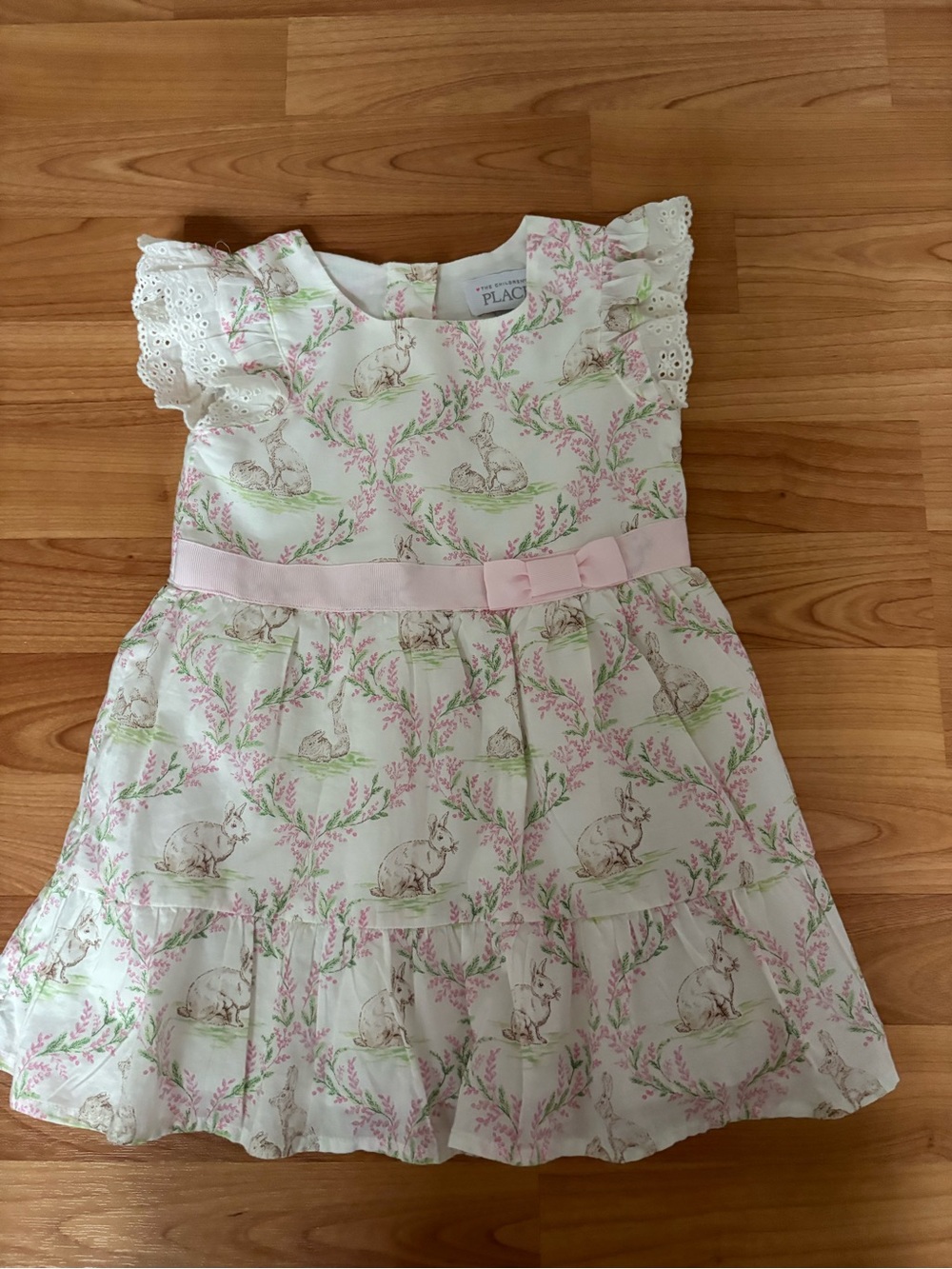 The Children's Place Cream Dress with Pink Floral & Bunny Print